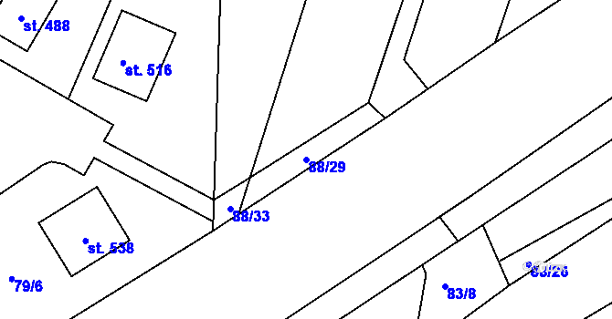 Parcela st. 88/29 v KÚ Holohlavy, Katastrální mapa
