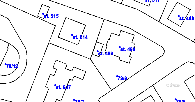 Parcela st. 499 v KÚ Holohlavy, Katastrální mapa