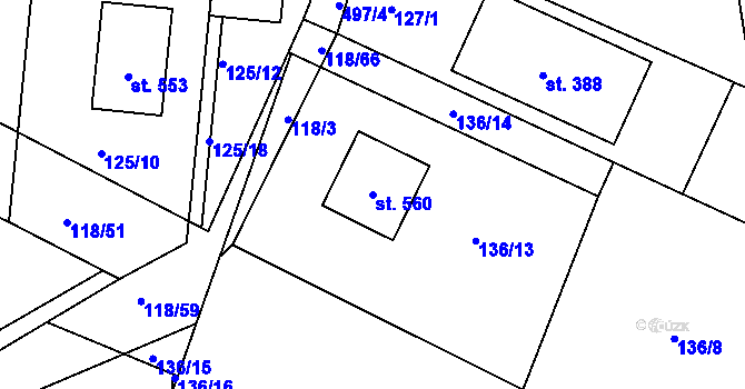 Parcela st. 560 v KÚ Holohlavy, Katastrální mapa