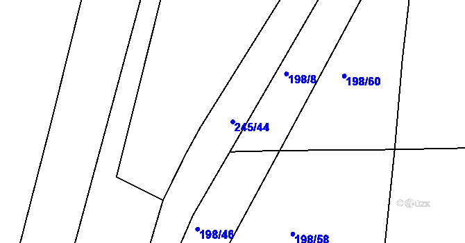 Parcela st. 245/44 v KÚ Holohlavy, Katastrální mapa