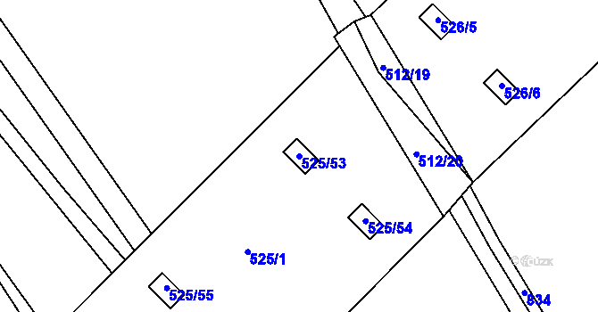 Parcela st. 525/53 v KÚ Holohlavy, Katastrální mapa