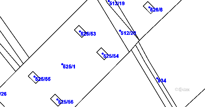 Parcela st. 525/54 v KÚ Holohlavy, Katastrální mapa