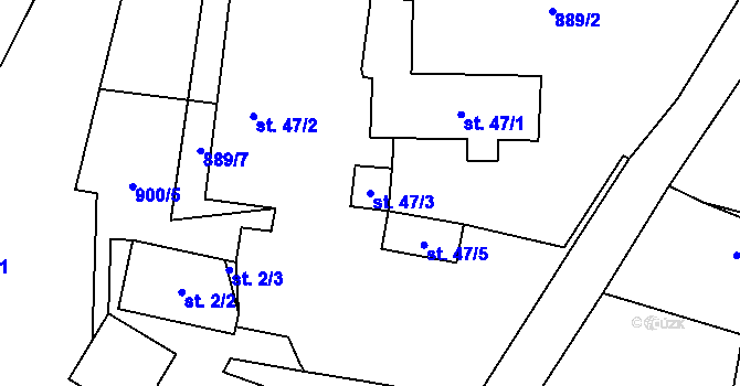 Parcela st. 47/3 v KÚ Holostřevy, Katastrální mapa
