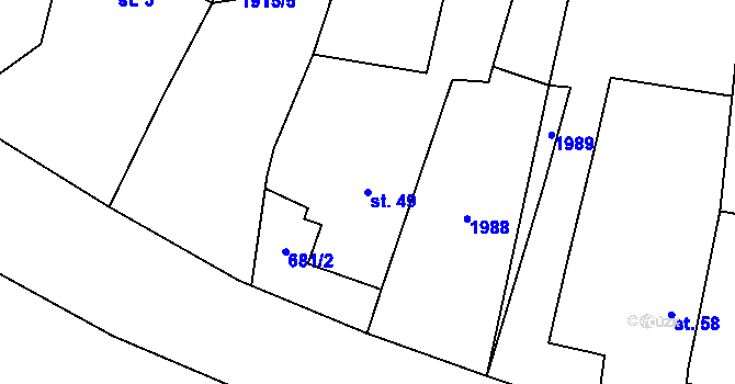 Parcela st. 49 v KÚ Holostřevy, Katastrální mapa