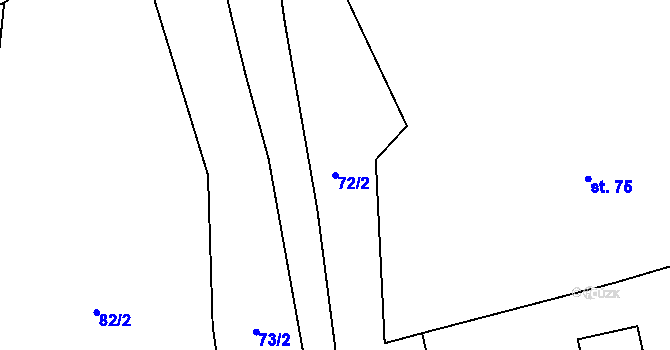 Parcela st. 72/2 v KÚ Holostřevy, Katastrální mapa