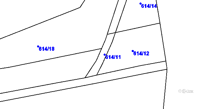 Parcela st. 614/11 v KÚ Holostřevy, Katastrální mapa