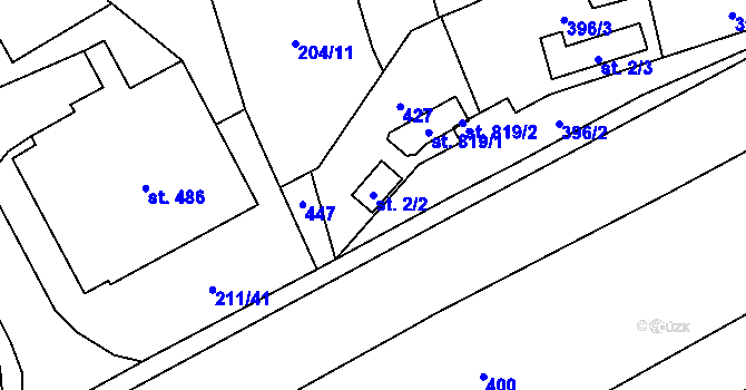 Parcela st. 2/2 v KÚ Holoubkov, Katastrální mapa
