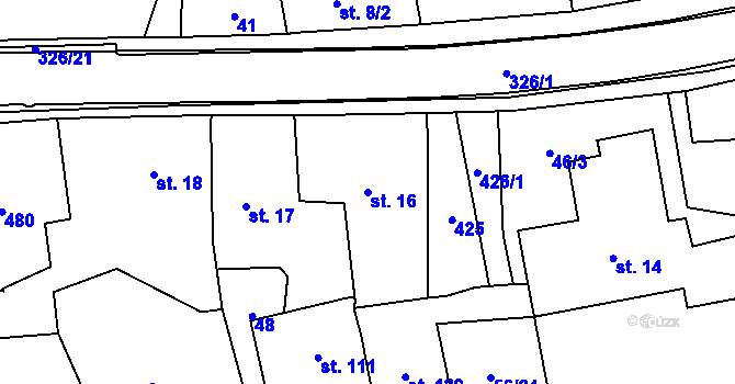 Parcela st. 16 v KÚ Holoubkov, Katastrální mapa