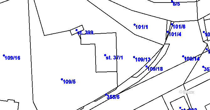 Parcela st. 37/1 v KÚ Holoubkov, Katastrální mapa