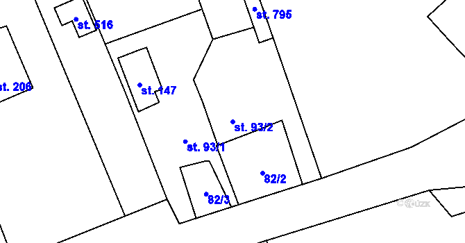 Parcela st. 93/2 v KÚ Holoubkov, Katastrální mapa