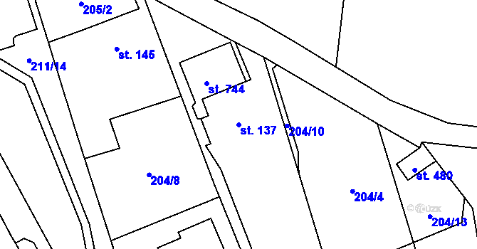Parcela st. 137 v KÚ Holoubkov, Katastrální mapa