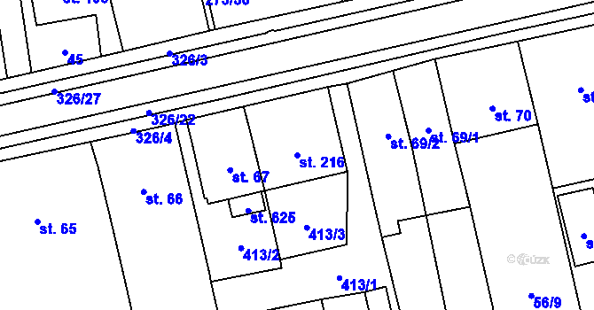 Parcela st. 216 v KÚ Holoubkov, Katastrální mapa