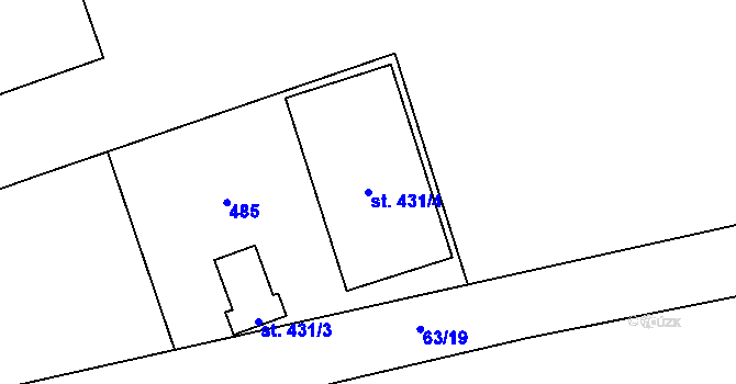 Parcela st. 431/4 v KÚ Holoubkov, Katastrální mapa