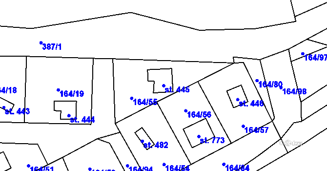 Parcela st. 445 v KÚ Holoubkov, Katastrální mapa