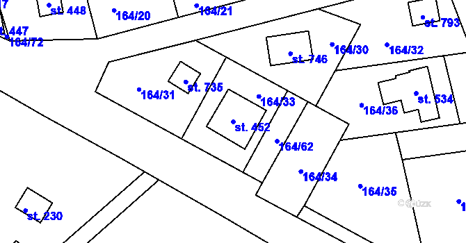 Parcela st. 452 v KÚ Holoubkov, Katastrální mapa