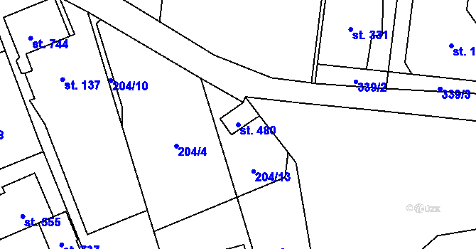 Parcela st. 480 v KÚ Holoubkov, Katastrální mapa
