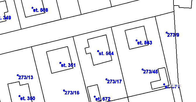 Parcela st. 564 v KÚ Holoubkov, Katastrální mapa