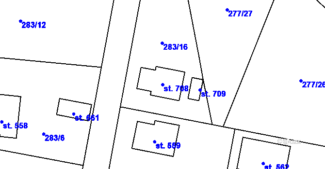 Parcela st. 708 v KÚ Holoubkov, Katastrální mapa