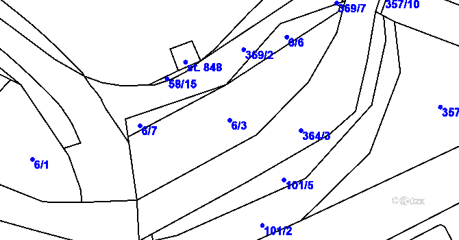 Parcela st. 6/3 v KÚ Holoubkov, Katastrální mapa