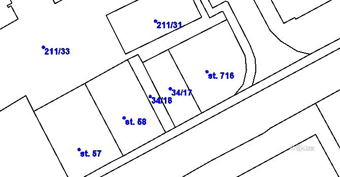 Parcela st. 34/17 v KÚ Holoubkov, Katastrální mapa