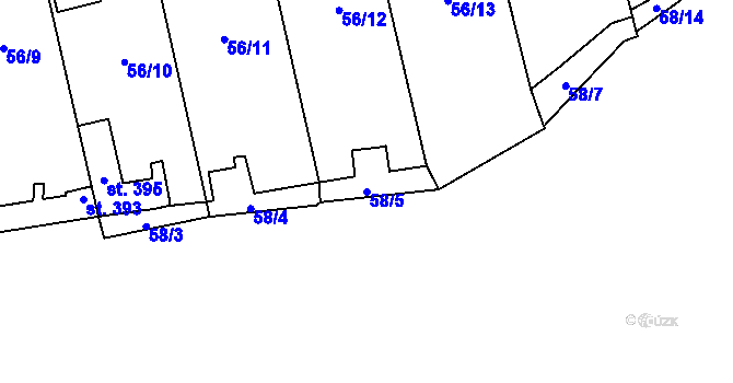 Parcela st. 58/5 v KÚ Holoubkov, Katastrální mapa