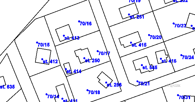 Parcela st. 70/17 v KÚ Holoubkov, Katastrální mapa