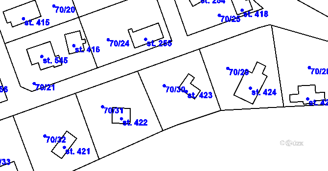 Parcela st. 70/30 v KÚ Holoubkov, Katastrální mapa