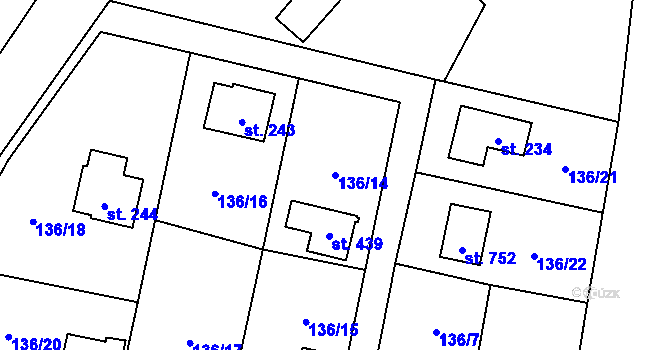 Parcela st. 136/14 v KÚ Holoubkov, Katastrální mapa