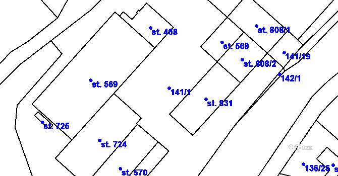 Parcela st. 141/1 v KÚ Holoubkov, Katastrální mapa