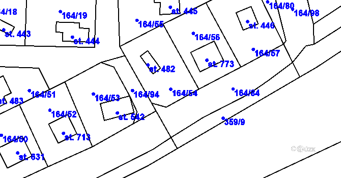 Parcela st. 164/54 v KÚ Holoubkov, Katastrální mapa