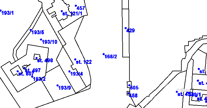 Parcela st. 168/2 v KÚ Holoubkov, Katastrální mapa