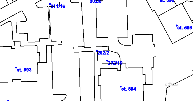 Parcela st. 202/2 v KÚ Holoubkov, Katastrální mapa