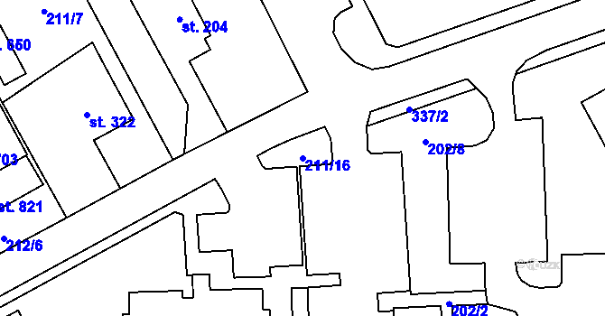 Parcela st. 211/16 v KÚ Holoubkov, Katastrální mapa