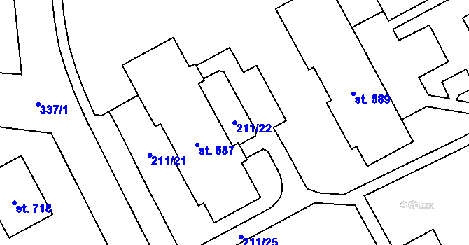 Parcela st. 211/22 v KÚ Holoubkov, Katastrální mapa