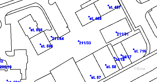 Parcela st. 211/33 v KÚ Holoubkov, Katastrální mapa