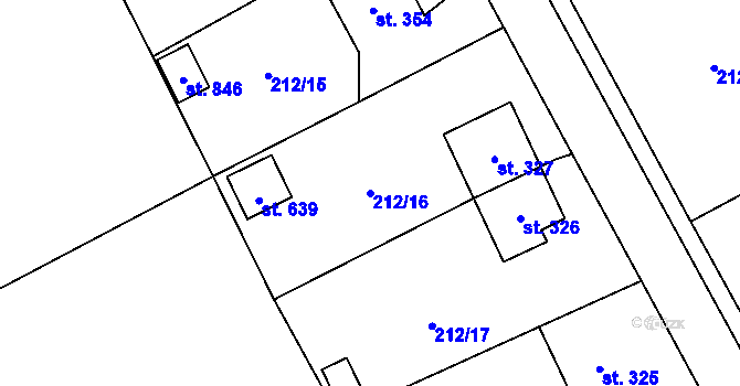 Parcela st. 212/16 v KÚ Holoubkov, Katastrální mapa