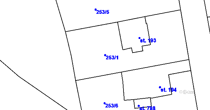 Parcela st. 253/1 v KÚ Holoubkov, Katastrální mapa