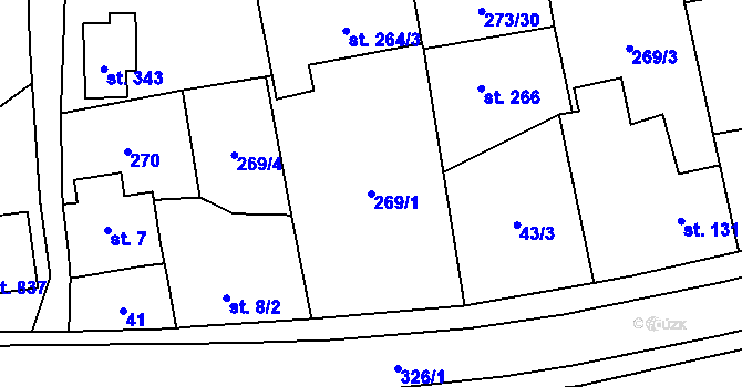 Parcela st. 269/1 v KÚ Holoubkov, Katastrální mapa