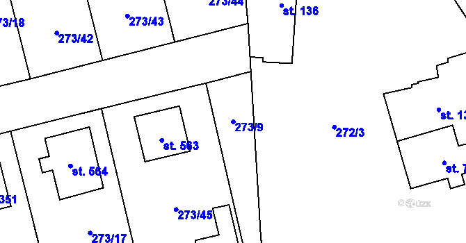 Parcela st. 273/9 v KÚ Holoubkov, Katastrální mapa
