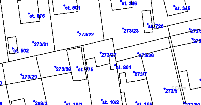 Parcela st. 273/27 v KÚ Holoubkov, Katastrální mapa