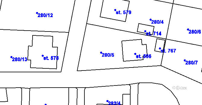 Parcela st. 280/5 v KÚ Holoubkov, Katastrální mapa