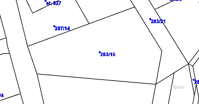 Parcela st. 283/15 v KÚ Holoubkov, Katastrální mapa