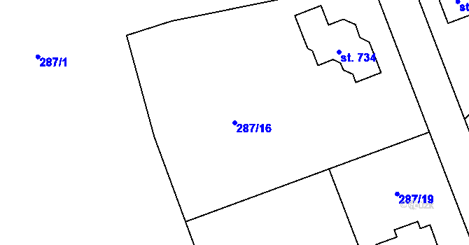 Parcela st. 287/16 v KÚ Holoubkov, Katastrální mapa