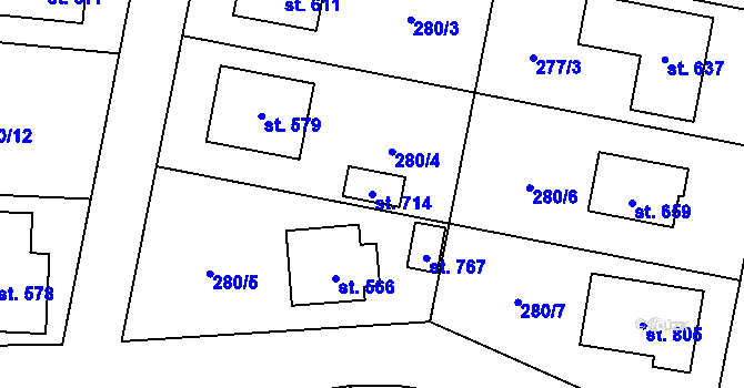 Parcela st. 714 v KÚ Holoubkov, Katastrální mapa