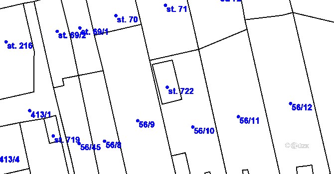 Parcela st. 722 v KÚ Holoubkov, Katastrální mapa
