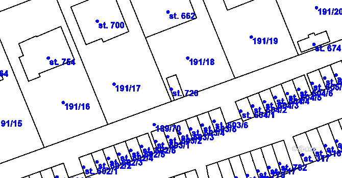 Parcela st. 726 v KÚ Holoubkov, Katastrální mapa