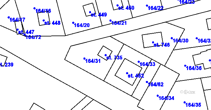 Parcela st. 735 v KÚ Holoubkov, Katastrální mapa