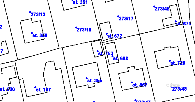 Parcela st. 753 v KÚ Holoubkov, Katastrální mapa