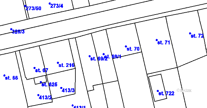 Parcela st. 69/1 v KÚ Holoubkov, Katastrální mapa