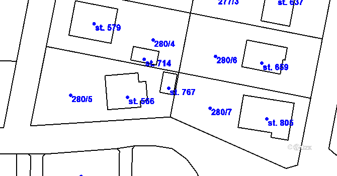 Parcela st. 767 v KÚ Holoubkov, Katastrální mapa